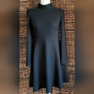 NWT Gal Meets Glam Dress Women's 10 Black Maggie Textured Knit Fit & Flare LBD